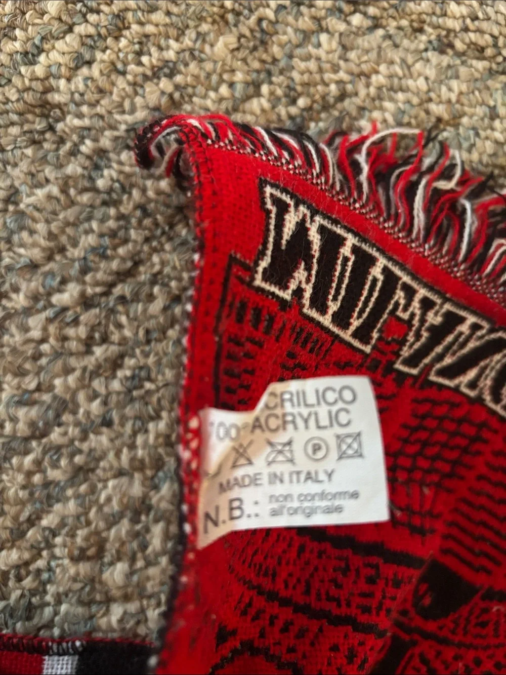 Revolution Forza Milan Wall Tapestry Scarf - Red, Black, White. Vintage 1990’s.